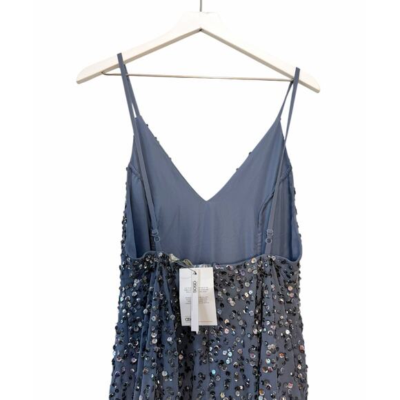 NWT ASOS Sequin Maxi Dress Blue Women’s Size 6 - Picture 4 of 11
